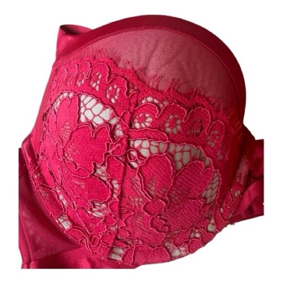 Victoria’s Secret Very Sexy Push Up Bra Red Lace Sheer 38C - Picture 4 of 5